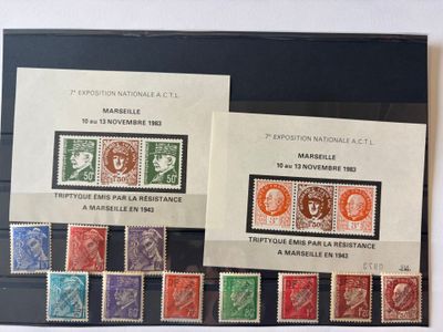 Plusieurs types de timbres sont présentés sur un dossier noir