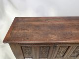 an old wooden chest sitting on top of a white background