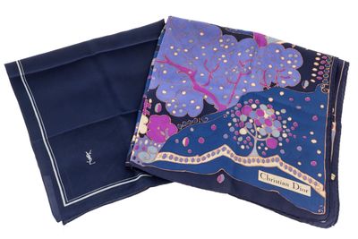 two blue and purple handkerchiefs on a white background