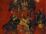 une image d'une peinture représentant un groupe de personnes à cheval
