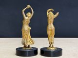 pair of antique art deco bronze figurines of women dancing