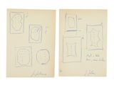 two drawings of different shapes and sizes of food on a piece of paper