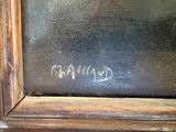 an image of a close up of a painting on a wooden frame
