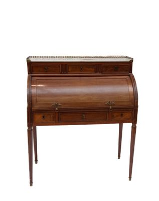 Bureau à cylindre en acajou et placage d'acajou, le gradin o… - Photo 1