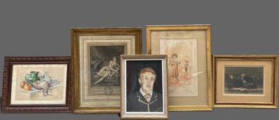 a lot of framed pictures on the wall next to each other