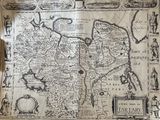une vieille carte de l'Angleterre et de l'Irlande dessinée sur une feuille de papier