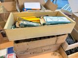 a wooden box filled with lots of school supplies