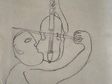 drawing of a man playing a cello while another plays a violin