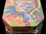 a box of pokemon cards sitting on a table