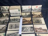several old black and white photographs of people and buildings
