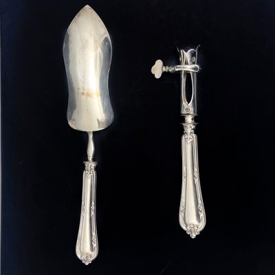 Couverts à mignardises en argent - décor style Louis XVI | Lignes croisées