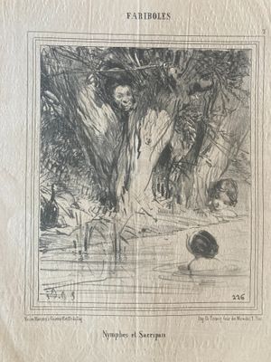 a drawing of a woman and a child in the water