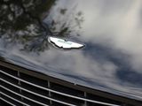 a close up of a car ' s emblem on the front of it