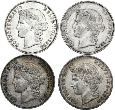 quatre pièces d'argent datant du règne de la reine Victoria et de la reine Victoria