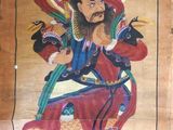 painting of a man riding a horse on top of a body of water