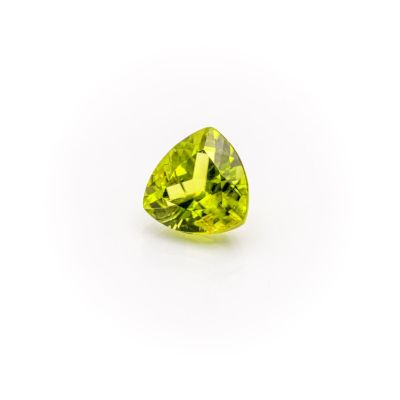 a trillion shaped peridot cut yellow sapphire stone