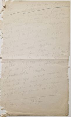 Lettre autographe de Valentine Hugo à Pierre Mornand.