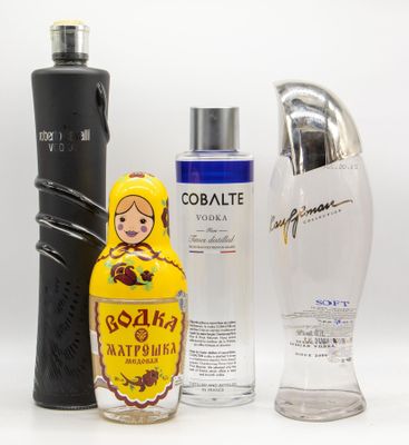 a bottle of vodka, a bottle of vodka, and a bottle of vodka