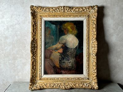 une photo d'un tableau représentant une femme assise sur une chaise