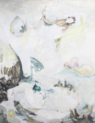 une image représentant un tableau accroché au mur, avec des oiseaux qui volent tout autour