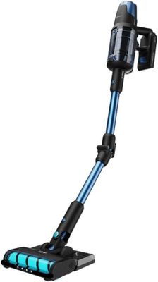 a close up of a cordless vacuum cleaner on a white background