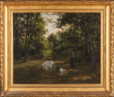 Clément QUINTON (1851-1920) La bergère en forêt