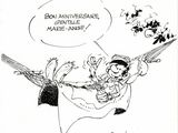 cartoon drawing of a woman in a hammock with a baby in her lap and a speech bubble above her