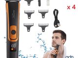 an image of a man is shaving his beard with an electric hair clipper