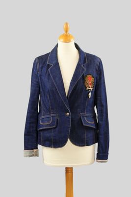 CHRISTIAN LACROIX. Veste denim brut, rehaussé d'un blason et… - Photo 1