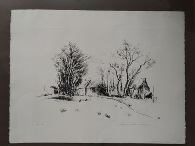 un dessin représentant un arbre sur lequel est perché un oiseau