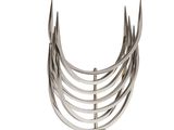 an image of a silver sculpture of horns on a white background