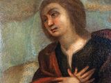 an image of a painting of a man with a red cloak