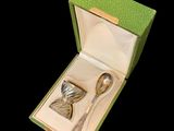 a green box with two spoons and a spoon in it