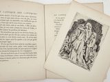 two pages of a book with a drawing of a woman and two children