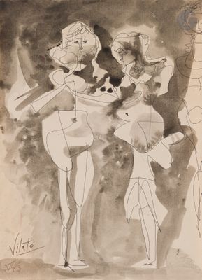 an image of a drawing of two women standing next to each other