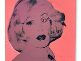 an image of a painting of a woman on a pink background