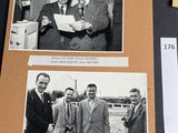 several black and white photos of men in suits and ties on a table