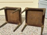 two chairs that are made out of wood and wicker