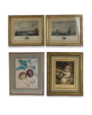 Suite de 4 gravures comprenant : - Une vue du port de Royan …