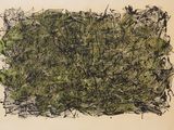 une image représentant un dessin d'un carré d'herbe sur une surface blanche