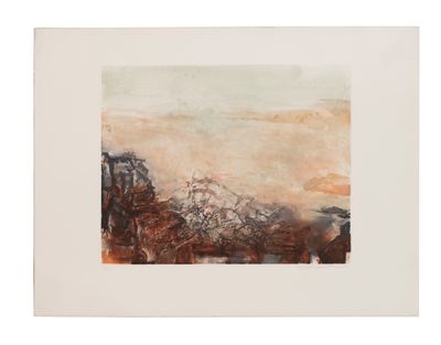 une image représentant un tableau représentant un paysage avec une personne à cheval