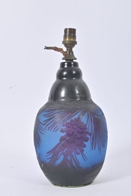 a blue and purple vase on a white surface