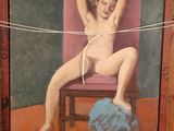 a painting of a nude woman sitting on a chair