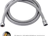 a close up of a shower hose on a white background