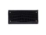 black croc embossed leather clutch bag