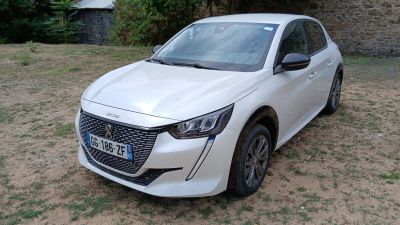 une voiture blanche garée dans l'herbe