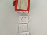 a red box with a white ring on top of it
