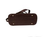 brown crocodile skin leather handbag with gold hardware and strap