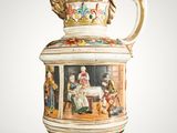 a large white vase with a painting on it
