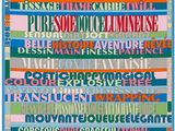 une image représentant une affiche multicolore sur laquelle figurent différents mots